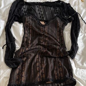 Tiger Mist Black and Tan Lace Top